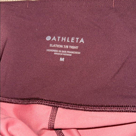 Athleta Burgundy and Pink Patterned Leggings - Picture 3 of 3